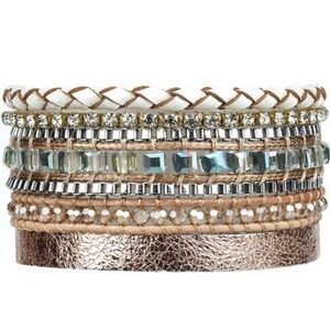 Victoria‎ Emerson Boho Luxe Multi‑Strand Bracelet – Rose Gold & Neutral Mix